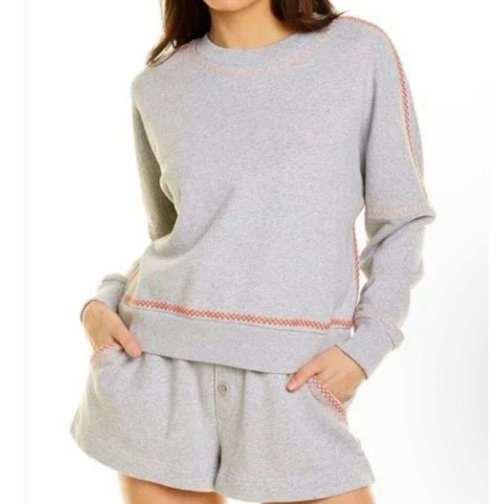 Something Navy Dollie Sweatshirt & Hazel Paperbag Shorts Set Grey XS NWT